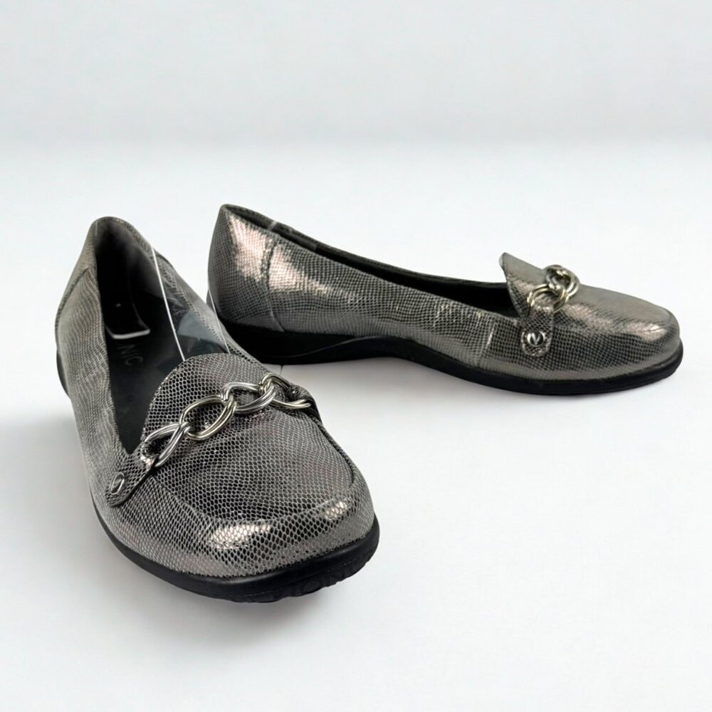 Vionic Alda Slip-On Loafers – Metallic Silver Flats – Women’s Comfort Shoes